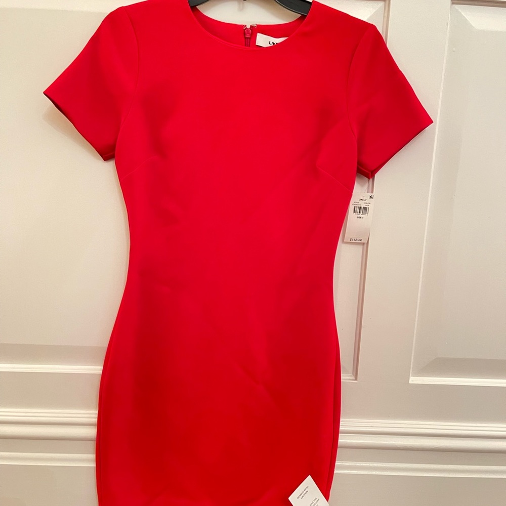 NWT never worn Likely dress size 4 back zipper, crepe like material, lined.